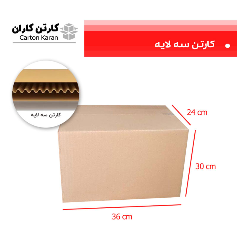 کارتن 3 لایه 36*30*24 کارتن کاران